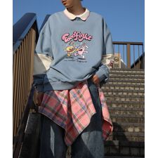 HOOK -original-　フードファイトプリントポロ襟スウェット「Don’t Fight!」