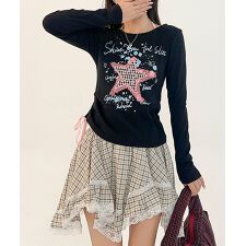 HOOK for girls　Y2K スターモチーフ × サイドリボン ロングスリーブ