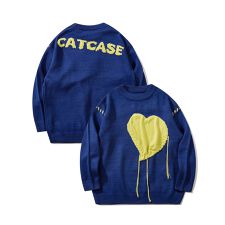 【HOOK】個性派・ハートステッチのスウェット風ニット