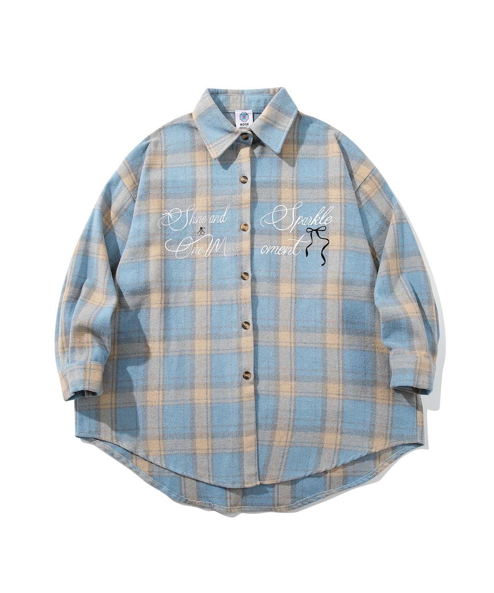 HOOK for girls 英字刺繍厚手チェックシャツジャケット | フック(HOOK