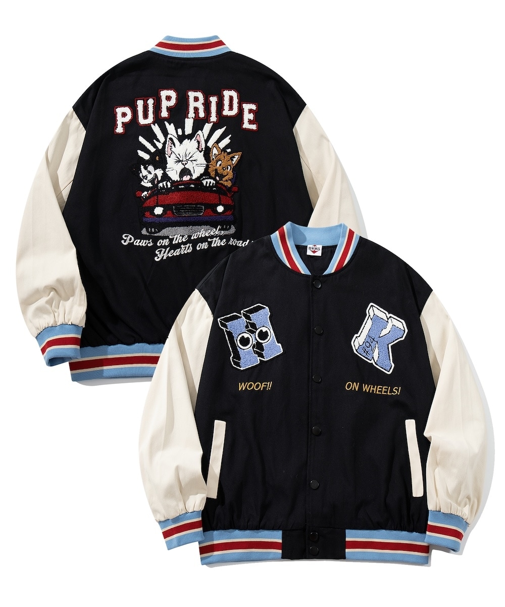 WEB限定 WARDROBE SMART】ブラックメルトン レザーライク スタジャン