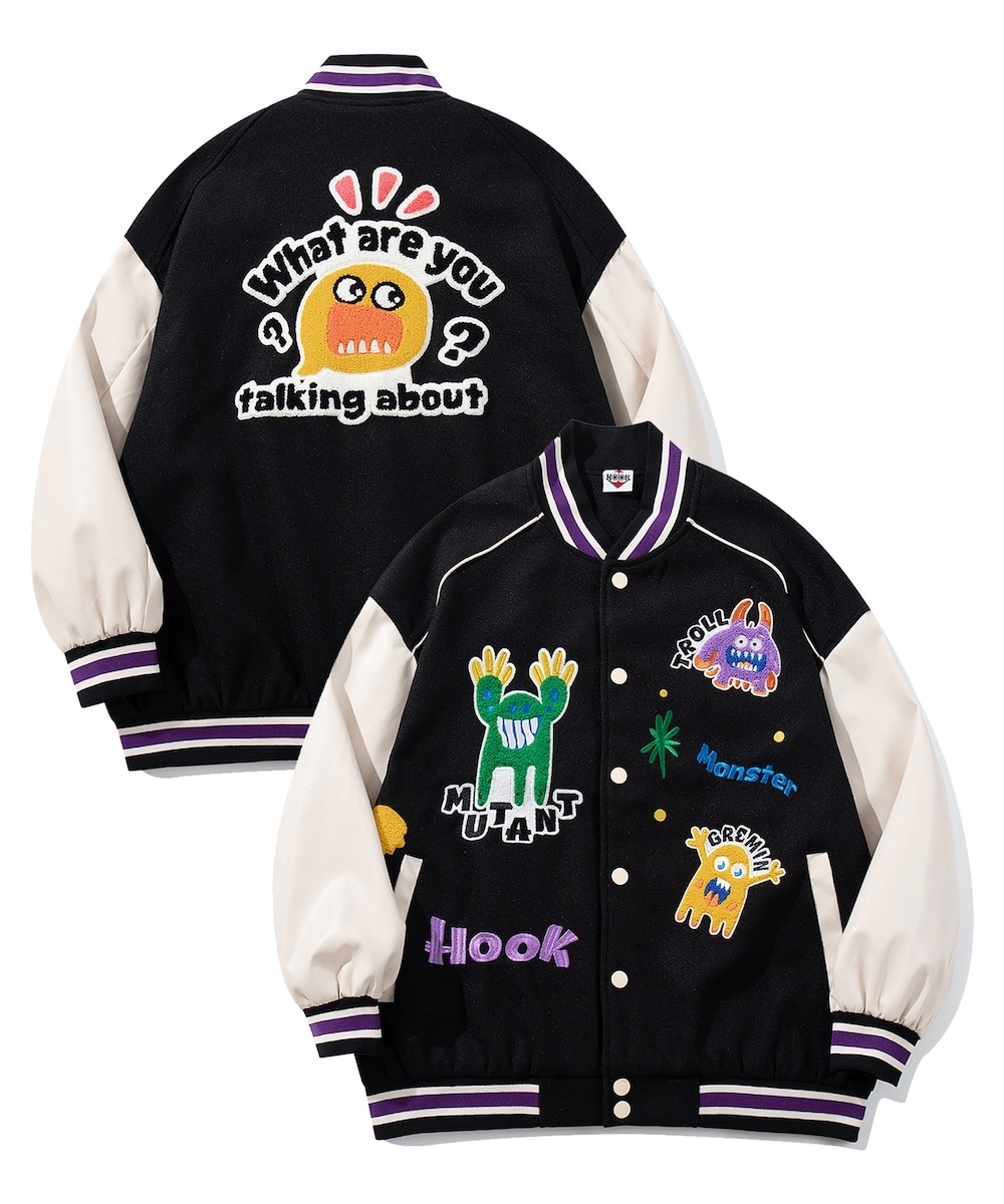 WEB限定 WARDROBE SMART】ブラックメルトン レザーライク スタジャン