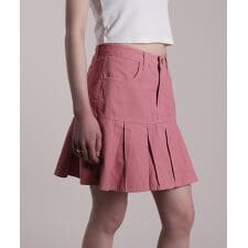 【HOOK】for girls　定番　無地ボックスプリーツミニスカート　デニム/コットン