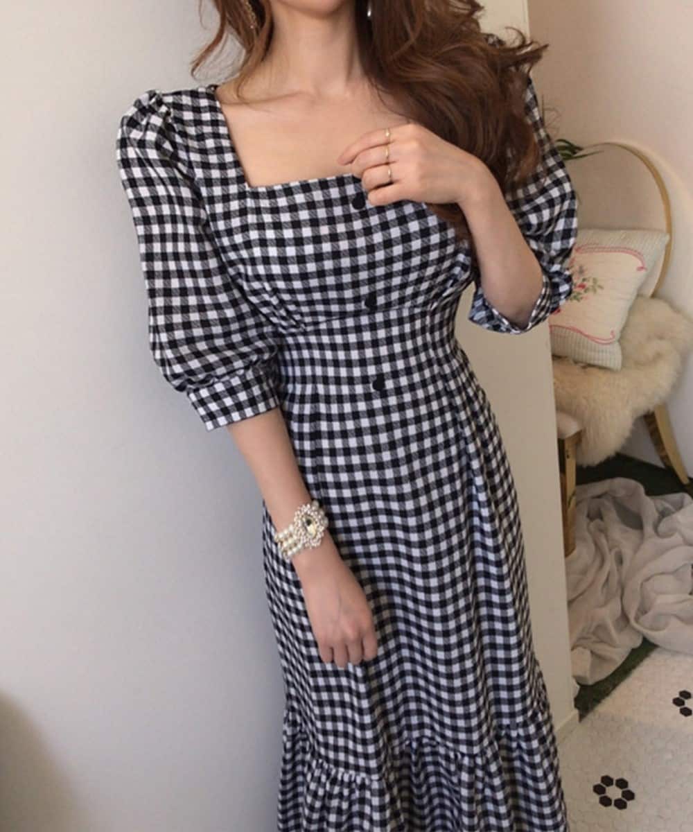 シャギーボレロsetギンガムチェックロングワンピ xs ワンピース