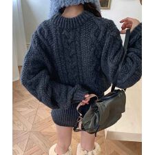 【Jasmine】ケーブル編みニットミニワンピース