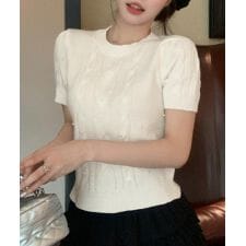 【Jasmine】ケーブル編みパールニットプルオーバー