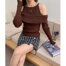 【Jasmine】レイヤード風肩出しニットプルオーバー