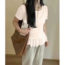【Jasmine】レイヤード風裾フリルTシャツ