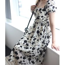 【Jasmine】スクエアネック花柄ワンピース