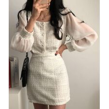 【Jasmine】レイヤード風異素材シアー切り替えセットアップ