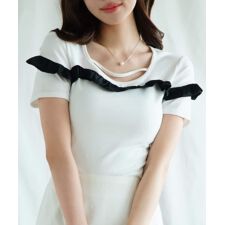 【Jasmine】フリルクロップド丈半袖Tシャツ