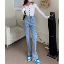 【Jasmine】バッグスリットデニムパンツ
