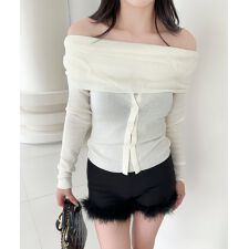 【Jasmine】2WAYフロントボタンデザインニットプルオーバー