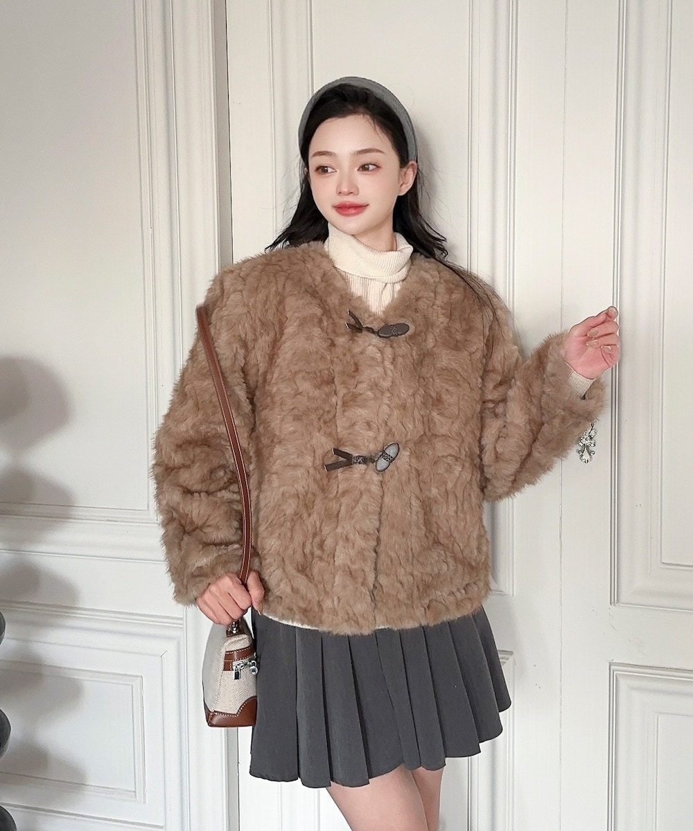 Jasmine】ノーカラーショートボアコート | ジャスミングランディ