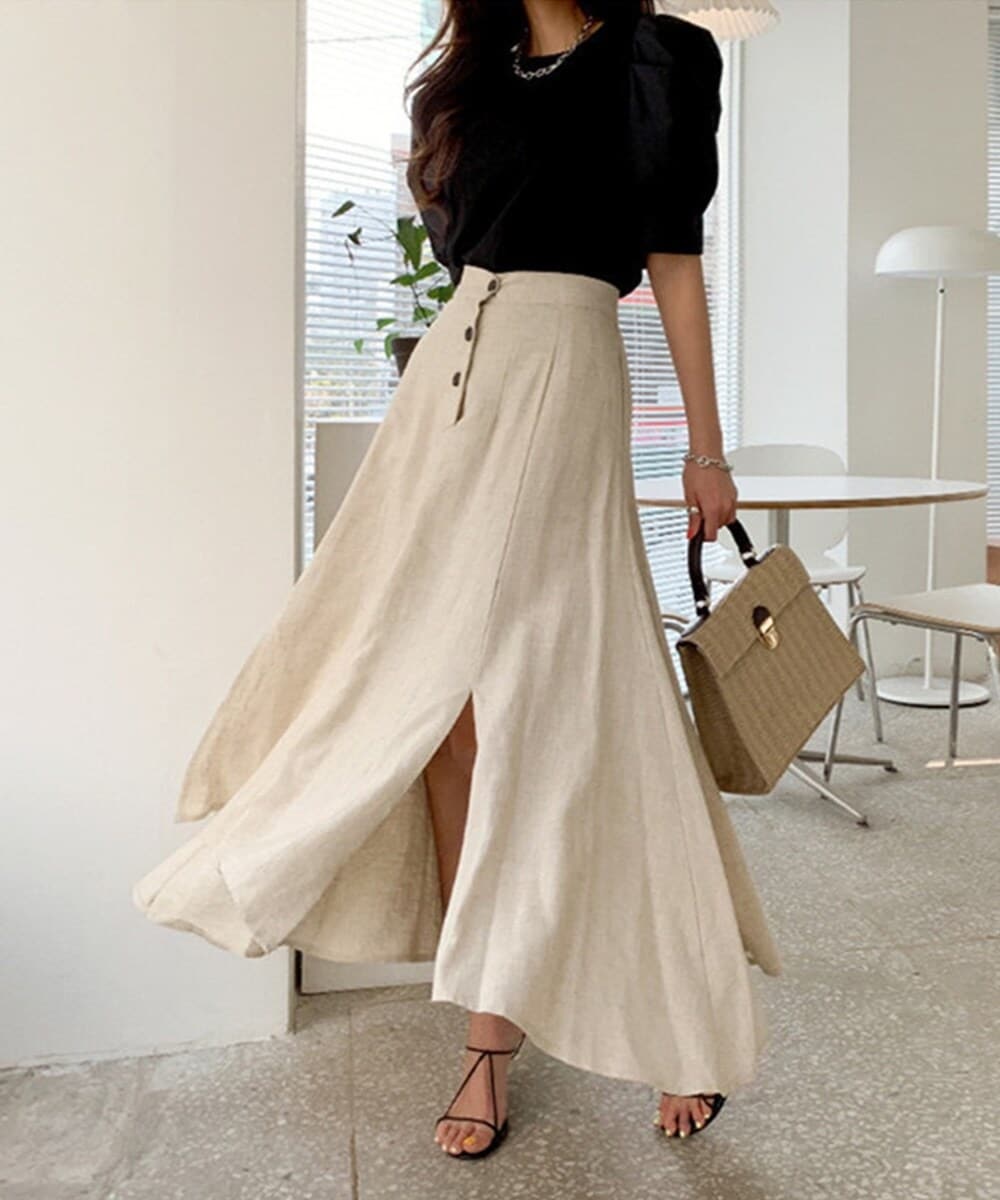 【Jasmine】麻のロングマーメイドスカート (SS)