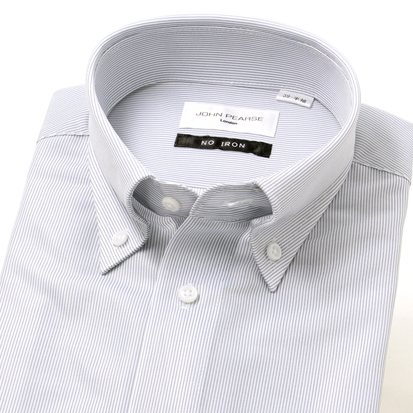 半袖】【JOHN PEARSE White】ボタンダウンワイシャツ/ノーアイロン