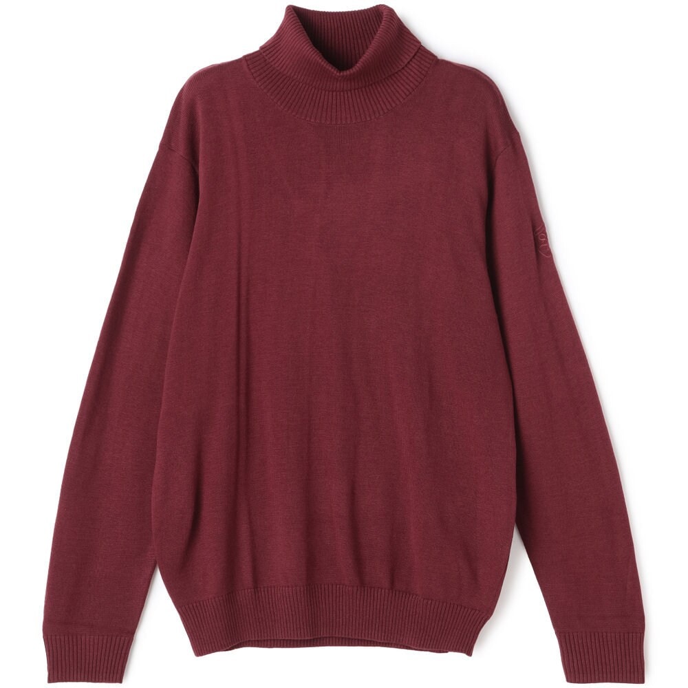 stanley blacker】袖刺繍タートルネックニット/グレー/ウォッシャブル