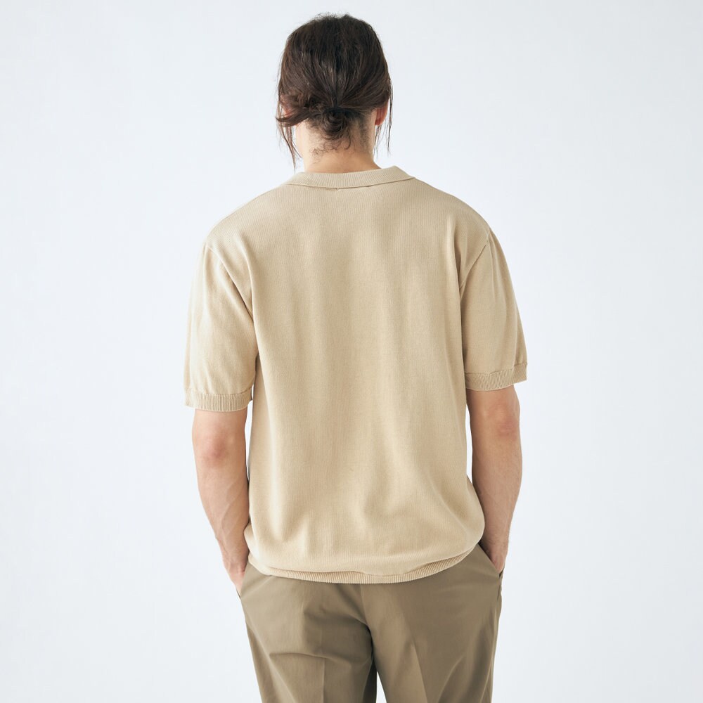 stanley blacker】スキッパーニットポロシャツ ベージュ