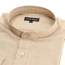 【stanley blacker】【長袖】リネンブレンドバンドカラー ベージュ ストライプ | コナカ(konaka)