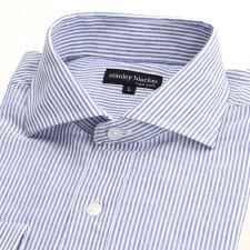【stanley blacker】【長袖】リネンブレンドカッタウェイシャツ ブルー ストライプ | コナカ(konaka)