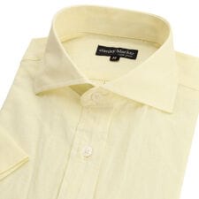 【stanley blacker】【半袖】カッタウェイシャツ イエロー 無地 コットン リネン混 | コナカ(konaka)