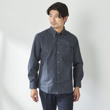 コナカ(konaka)の【stanley blacker】【長袖】ボタンダウンチェックシャツ ネイビー