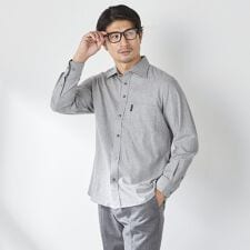 【stanley blacker】【長袖】カッタウェイシャツ グレー シャンブレーシャツ