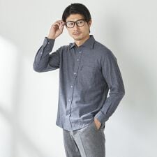 コナカ(konaka)の【stanley blacker】【長袖】カッタウェイシャツ ネイビー シャンブレーシャツ