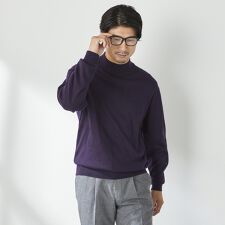 コナカ(konaka)の【stanley blacker】洗えるモックネックニット パープル タートルネックニット