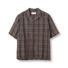 マドラスチェックコットンオープンカラーシャツ