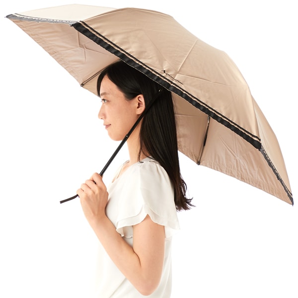 【 Aquascutum 晴雨兼用折りたたみパラソル Aquascutum（アクアスキュータム）】ボタニカル刺しゅう晴雨兼用