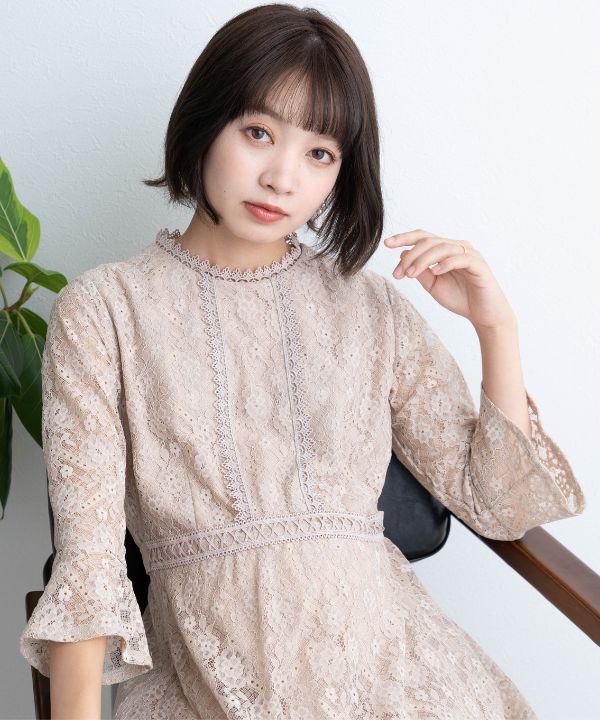 総レース ワンピース パーティドレス （授乳対応/レディース