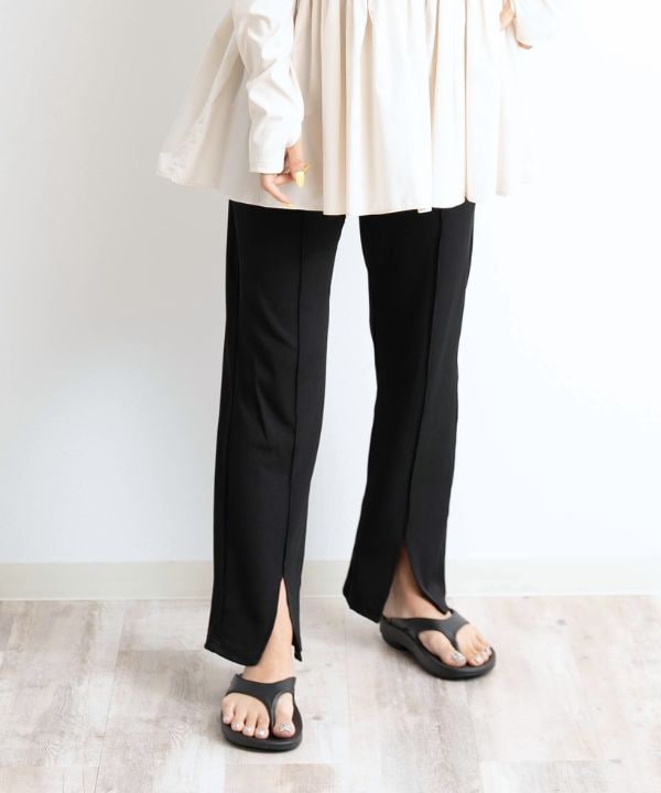 定価50,600円*MYLAN マイラン*カシミヤ リブニットパンツ さらさら センタースリット リブニットパンツ [マタニティ 産前産後
