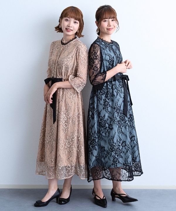 総レース クラシックロングドレス （授乳対応/レディース