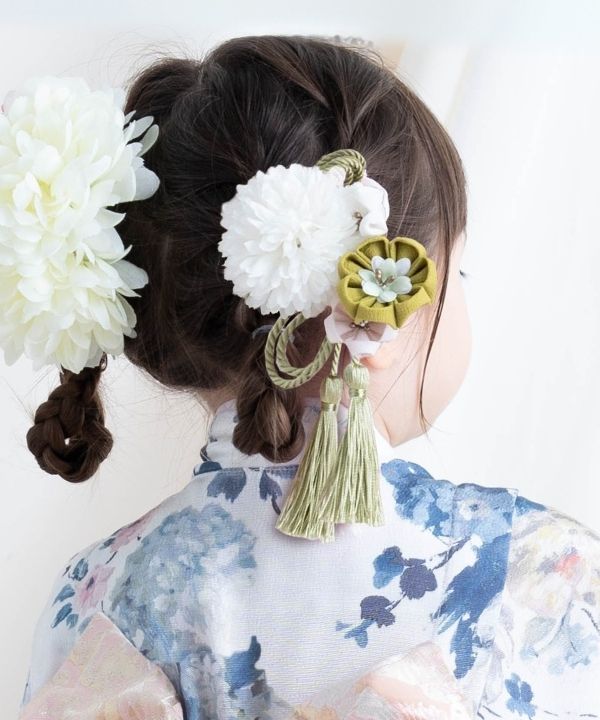 つまみ細工 ヘアクリップ＆タッセルピン 2点セット 子どもから大人まで