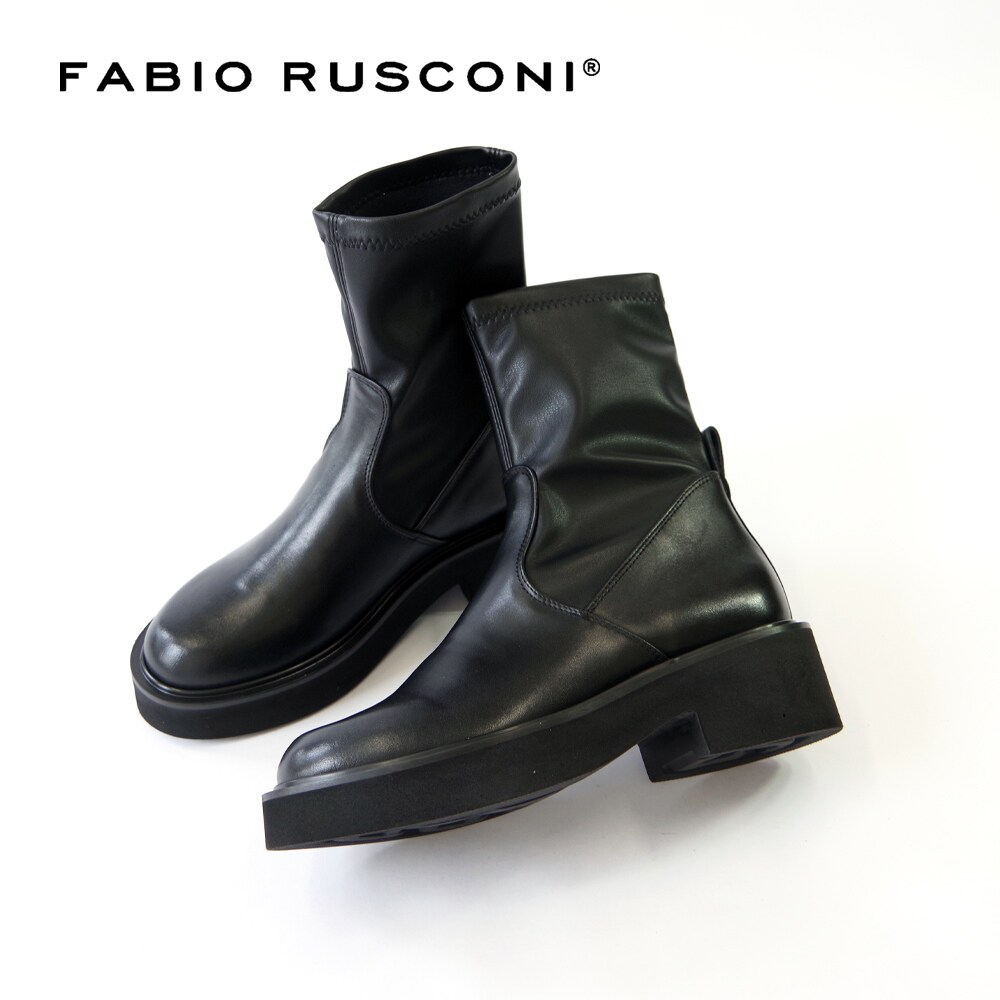 FABIO RUSCONI◇5cmヒール◇トラックソールストレッチショートブーツ