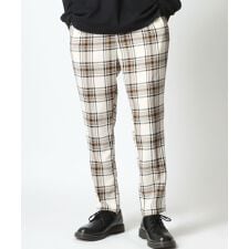 【柔らかく滑らかな質感】 スラックス メンズ チェック ルーズシルエット テーパードパンツ