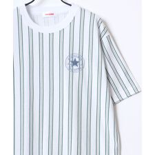 【目を惹く縞柄】 ボーダー ストライプ 半袖 Tシャツ ロゴ スニーカー