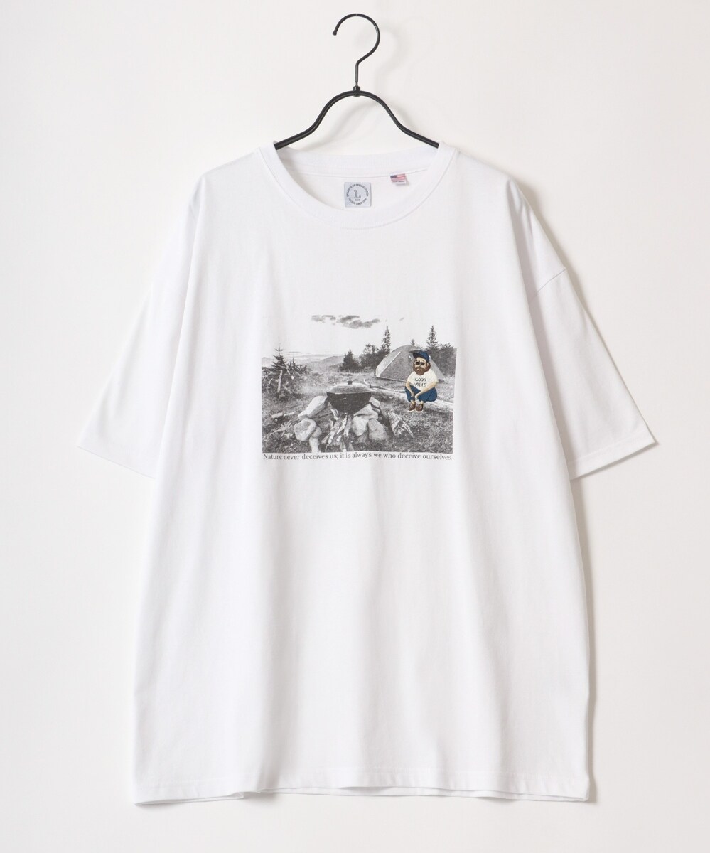 オーバーサイズ USAコットン フォト ワンポイント刺繍 半袖Tシャツ