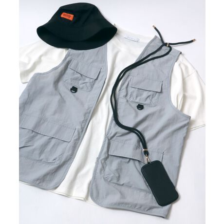 Oversize Nylon Fishing Vest/オーバーサイズ ナイロン フィッシングベスト, ラザル(Lazar), 318-330-0040