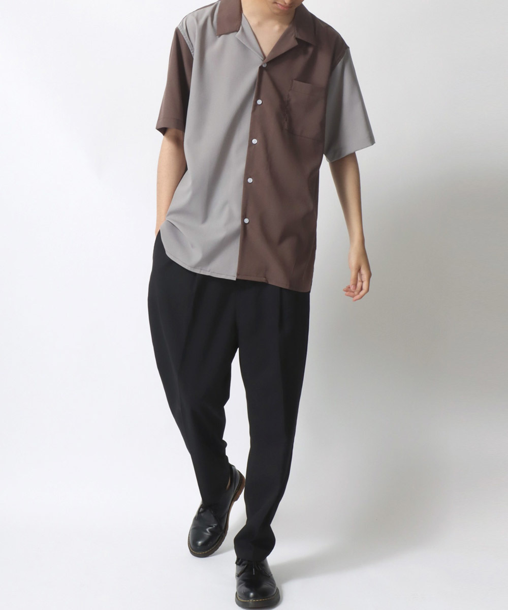 オーバーサイズ ドレープ オープンカラー 半袖シャツ/アロハシャツ 