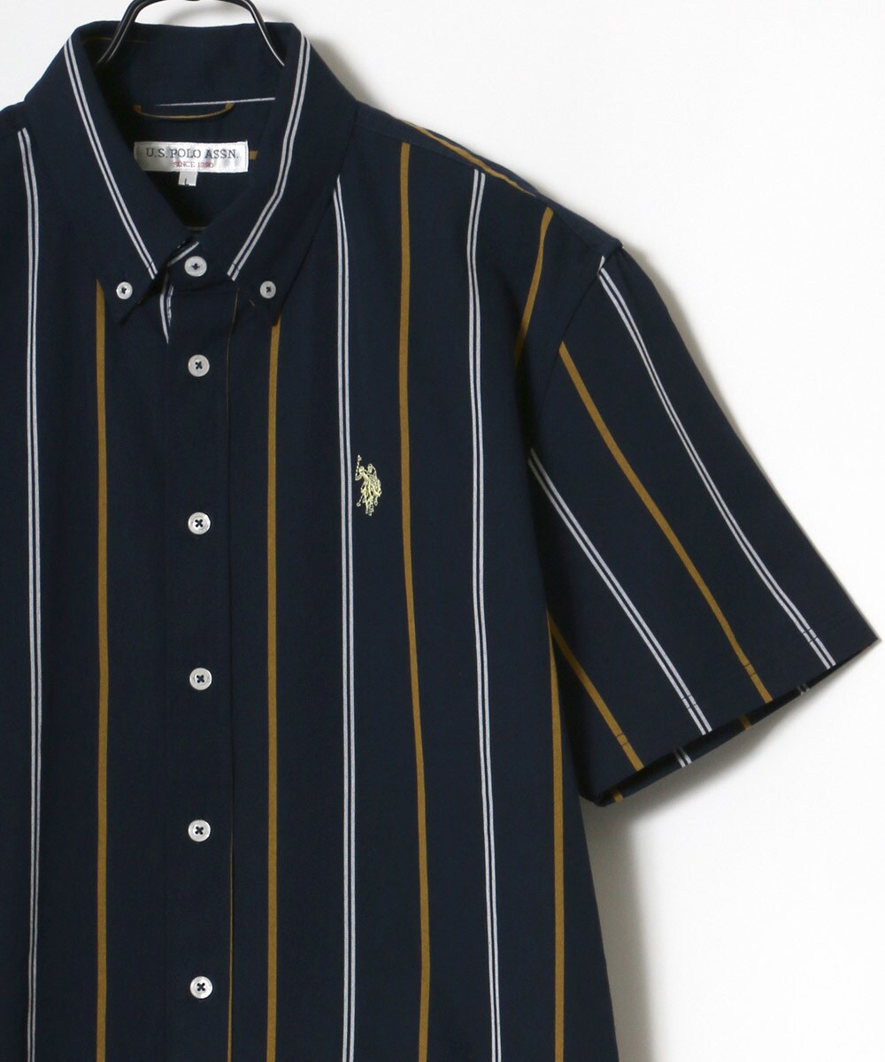 【ホースマン刺繍入り】 ボタンダウン 半袖 シャツ メンズ コットン