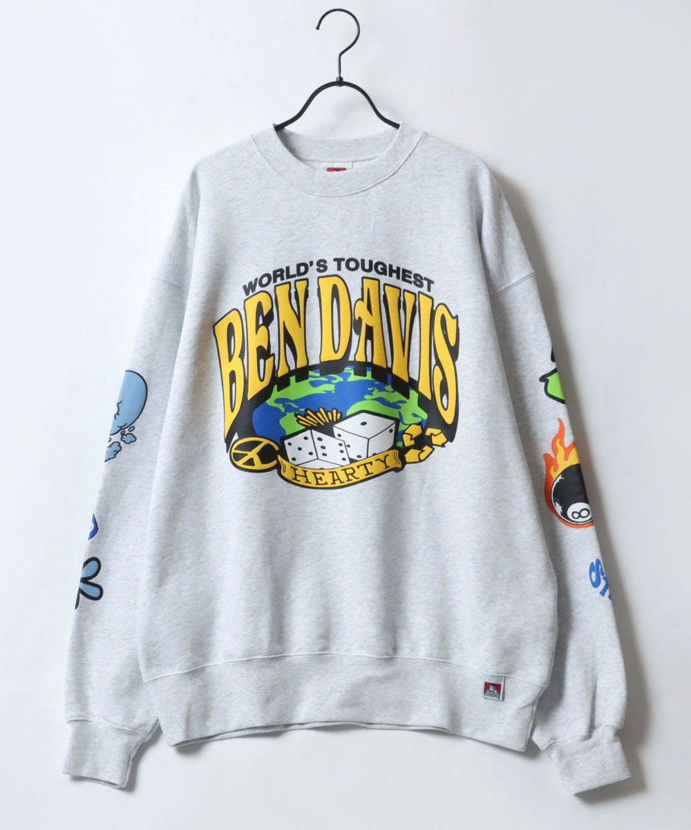 BEN DAVIS ベンデイビス 裏毛 フロント & 袖 & バックプリント