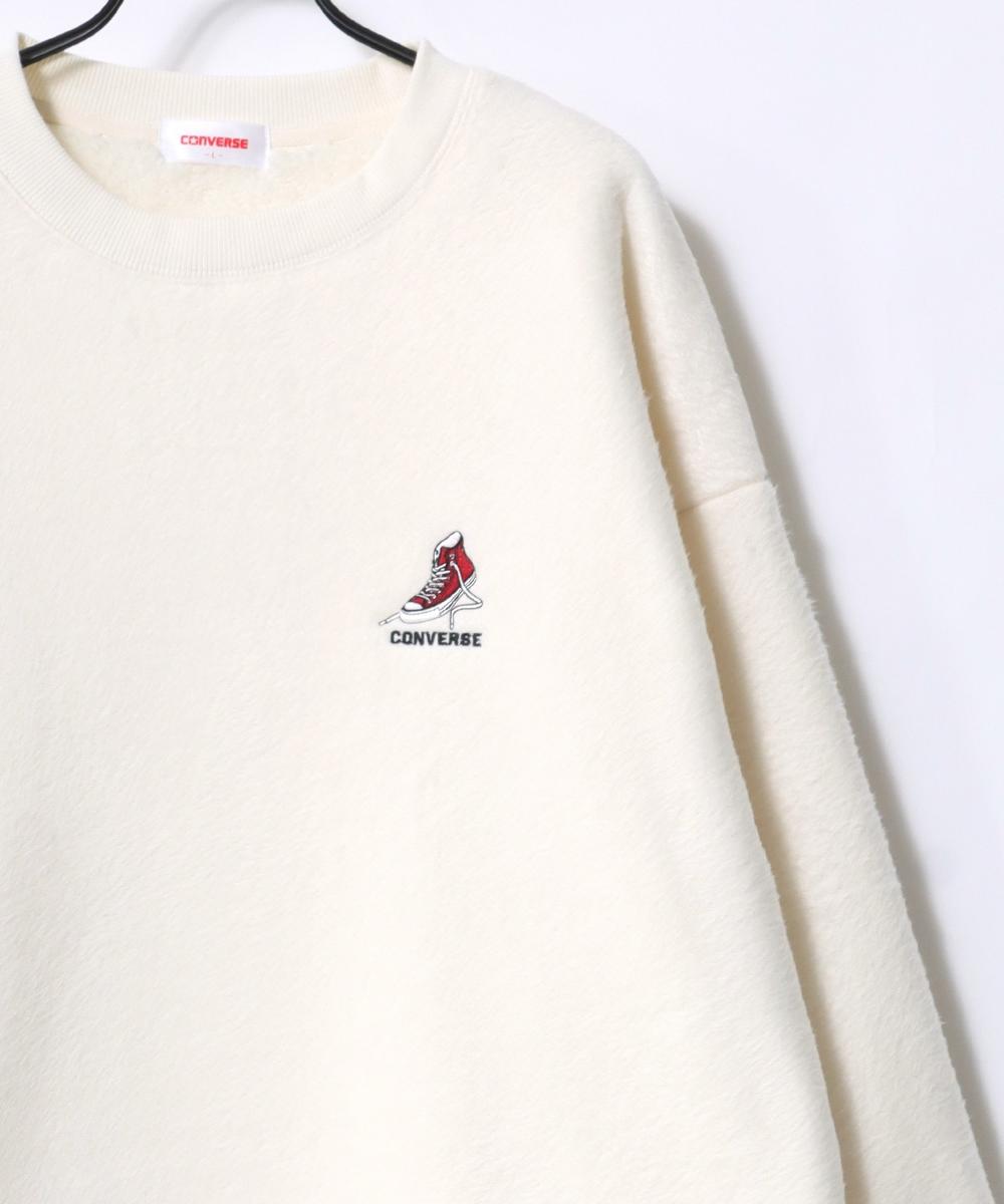 韓国 大人気 ノースフェイス スウェット ロゴ 刺繍 クリーム