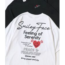 【 吸水速乾 UVカット 】 スマイリーフェイス バックプリント 半袖 Tシャツ