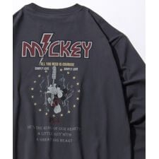 【ミッキーマウス】 ピグメント風 ヴィンテージ加工 ロックテイスト 長袖 Tシャツ キャラクター