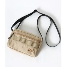 【 撥水 】 ロゴ ワンポイント刺繍 テープ付き スクエアショルダーバッグ