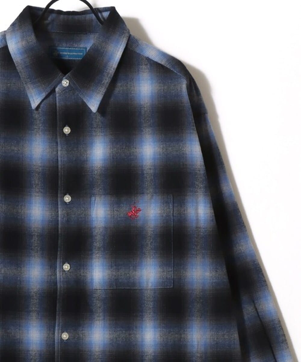 BEVERLY HILLS POLO CLUB】ロゴ ワンポイント刺繍 シャギーチェック