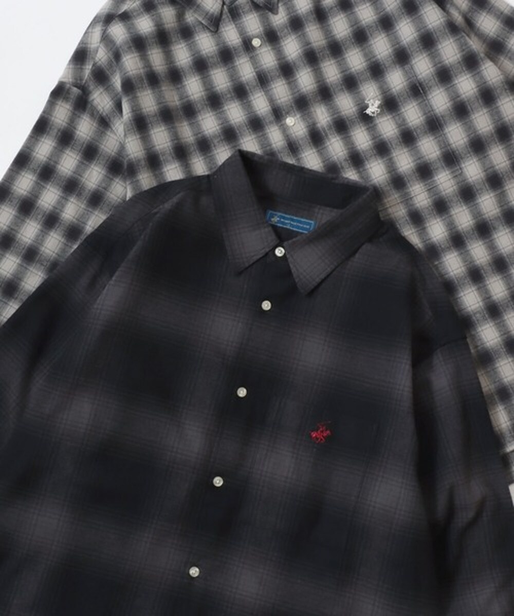 BEVERLY HILLS POLO CLUB】ロゴ ワンポイント刺繍 シャギーチェック