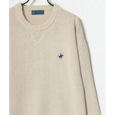 【ホースマンのワンポイント刺繍】 クルーネック セーター レディース メンズ